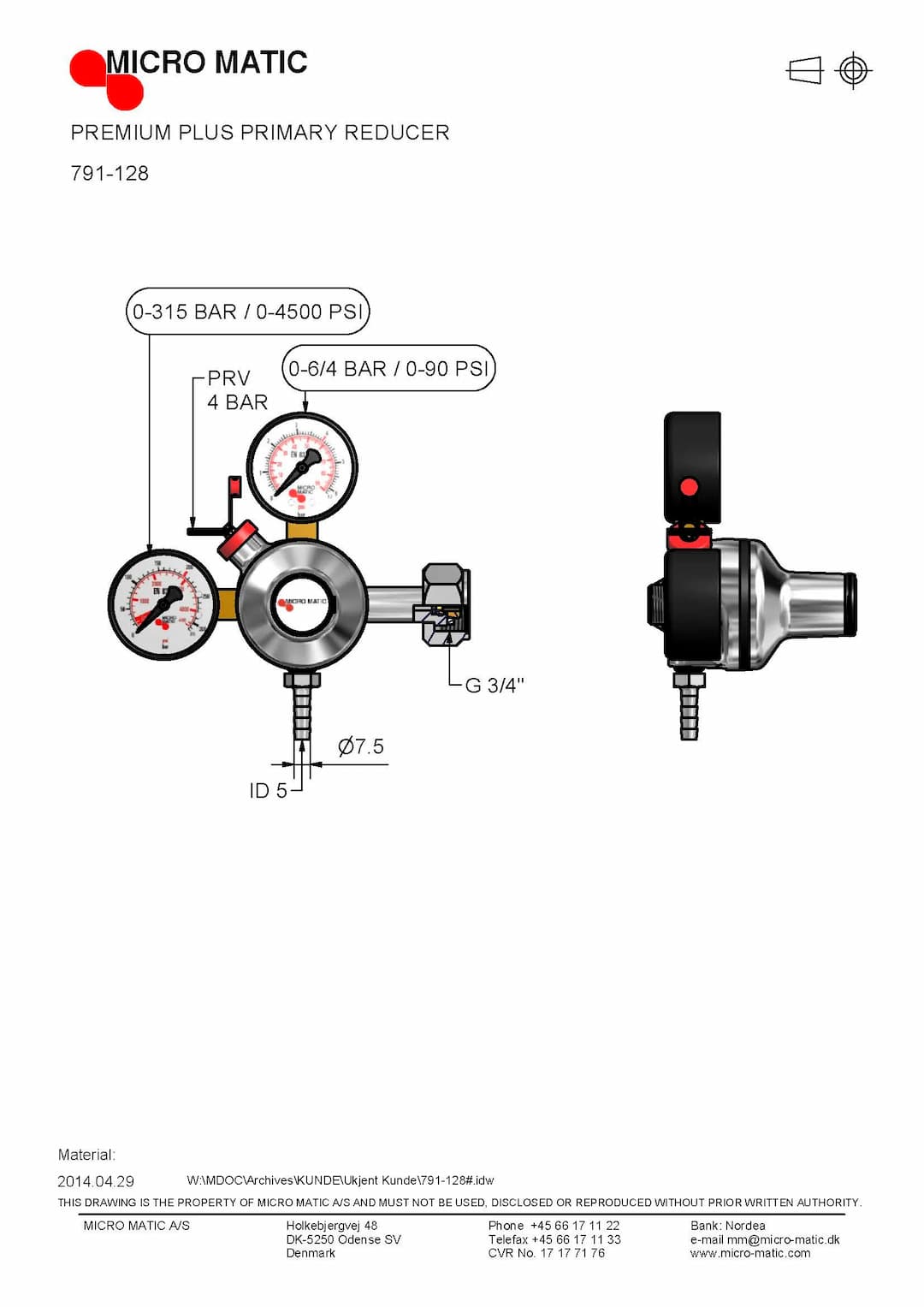 Редуктор Premium PLUS MicroMatic (Дания) без запорного крана